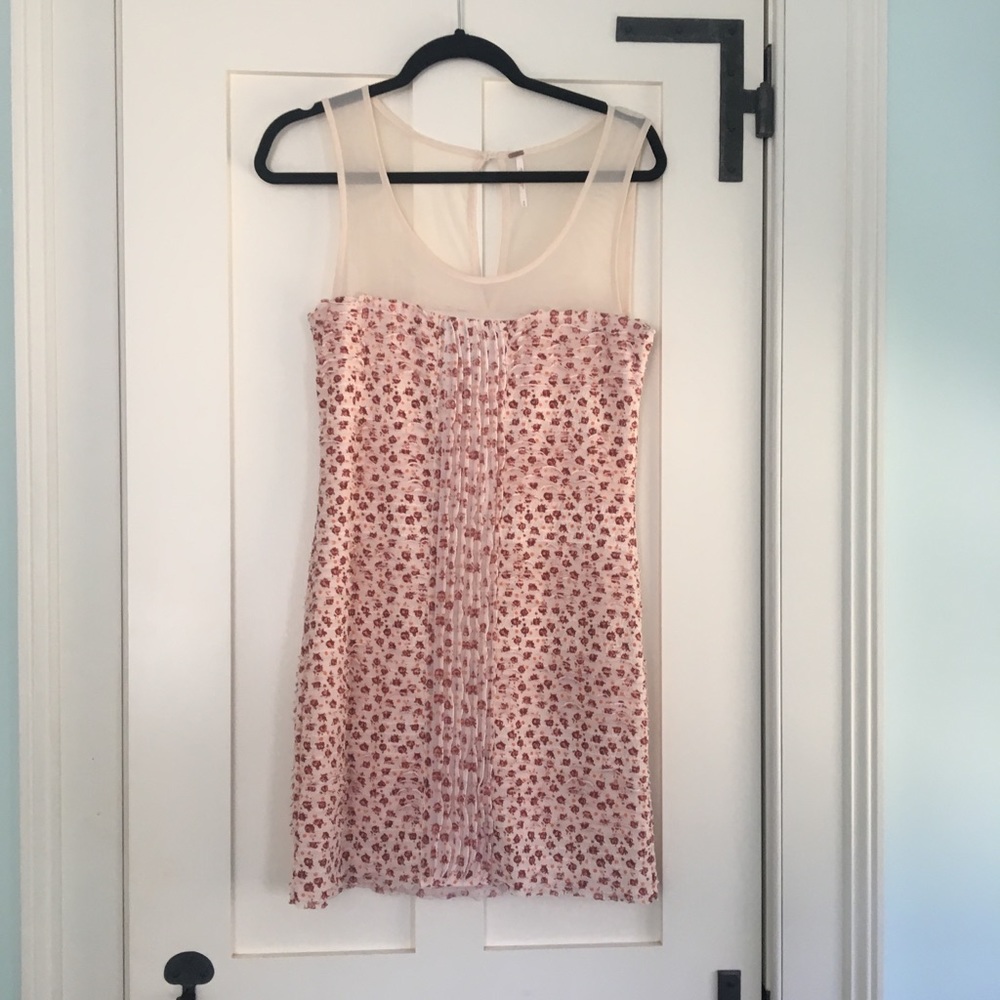 Floral Mini Dress with Mesh Top